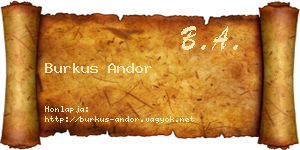 Burkus Andor névjegykártya