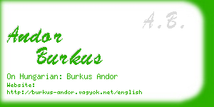 andor burkus business card